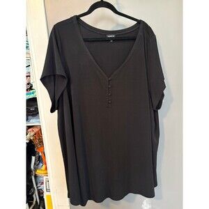 Torrid size 5 black v neck button blouse shirt